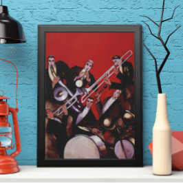Poster Vintage Music, Art Deco Musical Jazz Banda Jamming