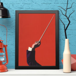 Póster Vintage Music, Mão do Condutor Segurando um Baton