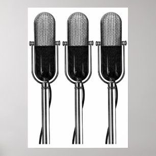 Póster Vintage Music, Microfone Retro Antiquado