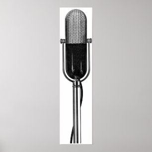 Póster Vintage Music, Microfone Retro Antiquado
