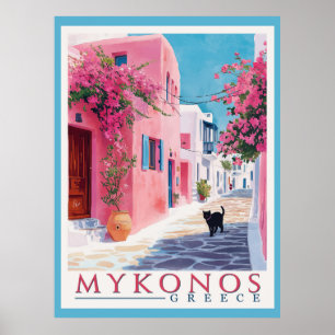 Poster Vintage Mykonos, grego