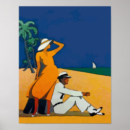 Póster Vintage Na Praia