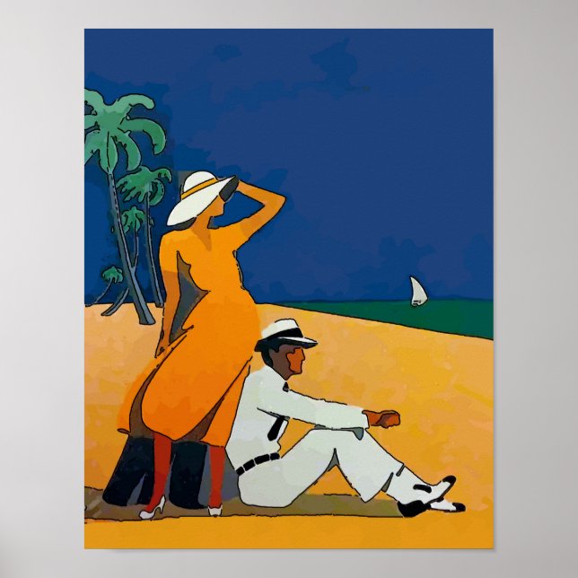 Póster Vintage Na Praia (Frente)