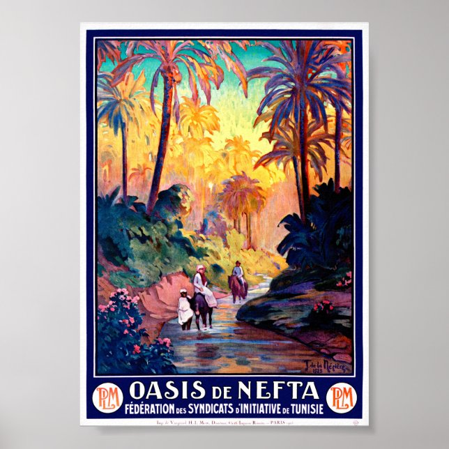 Poster vintage na Tunísia Restaurado (Frente)