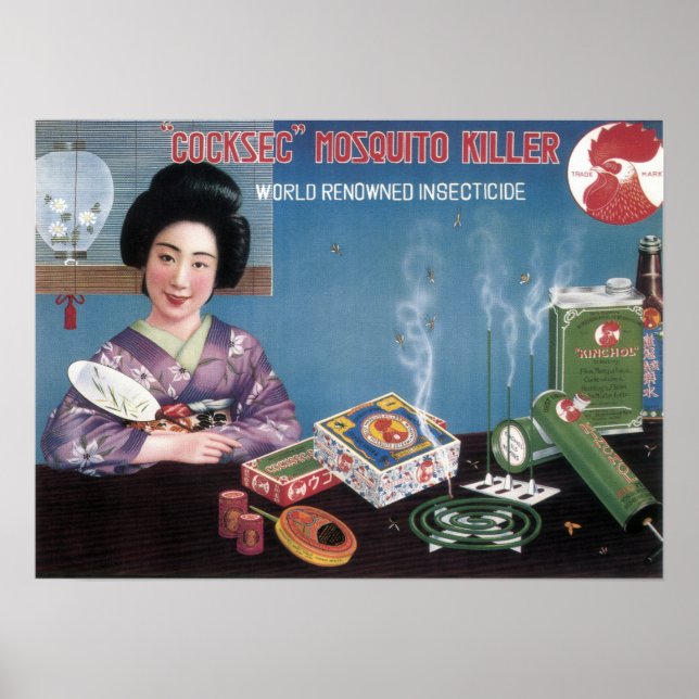 Póster Vintage, Nadador Inseticida do Assassino de Mosqui (Frente)