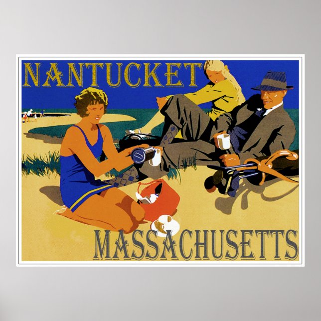 Poster Vintage Nantucket Beach Scene (Frente)