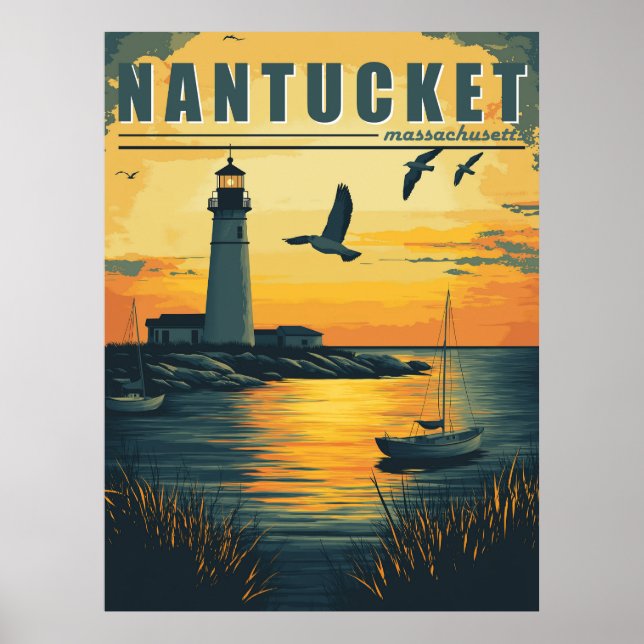 Poster Vintage Nantucket - Massachusetts - Island Charm (Frente)