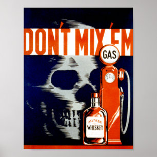 Poster vintage - não os misture - crânio - CANVA