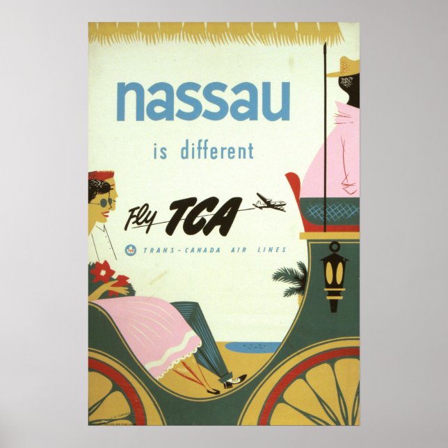Poster Vintage Nassau Bahamas Viagem (Frente)