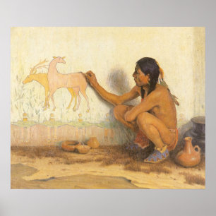 Poster Vintage Native American, artista indiano por Couse