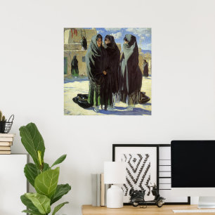Póster Vintage Nativo Americano, Meninas de Taos por Walt