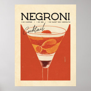 Poster Vintage Negroni Cocktail Art: Um Sabor do Passado