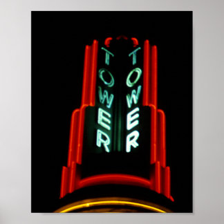 Poster Vintage Neon Tower Records Sinal 1979