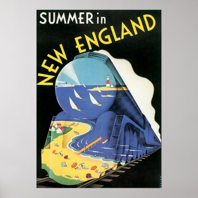 Póster Vintage New England Train Advertisement (Frente)