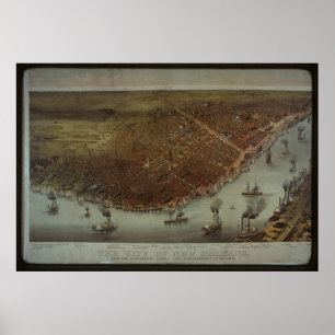 Póster Vintage New Orleans City View - 1885