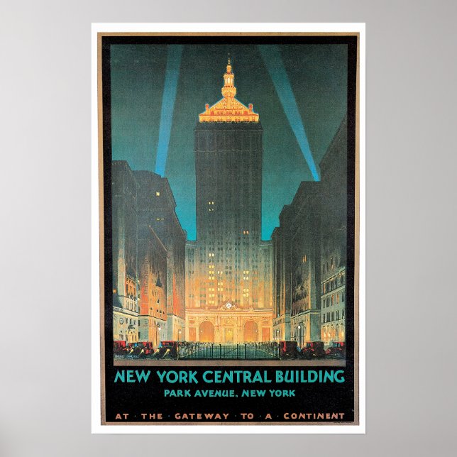 Poster Vintage New York Central Building Viagem Ad (Frente)