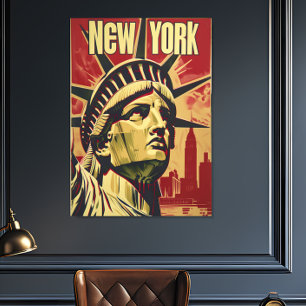 Poster Vintage New York Lady Liberty Viagem Wall