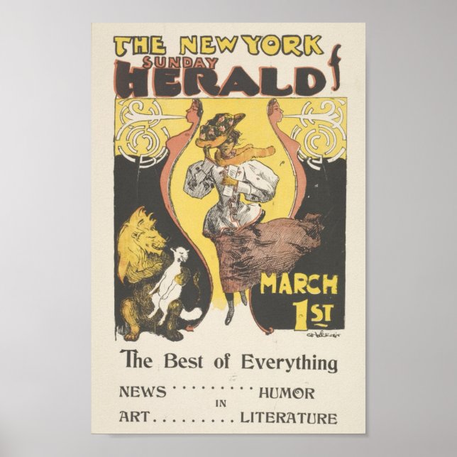 Poster Vintage New York Sunday Herald Cobrir (Frente)