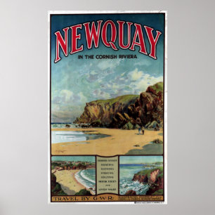 Poster Vintage Newquay no viagem Cornish de Riviera