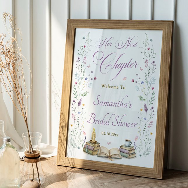 Poster Vintage Next Chapter Bridal Shower Welcome  (Criador carregado)