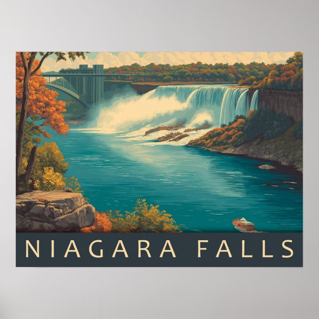 Poster Vintage Niagara Falls Viagem (Frente)
