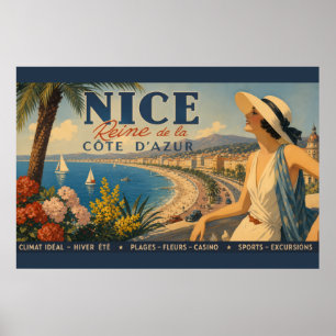 Poster Vintage Nice Rainha Cote D'Azur