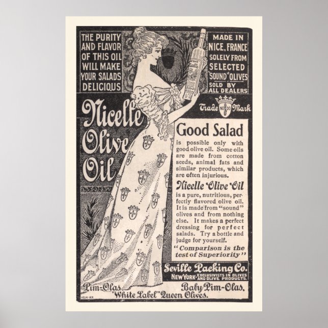 Póster Vintage Nicelle Olive Oil Ad de 1899 (Frente)