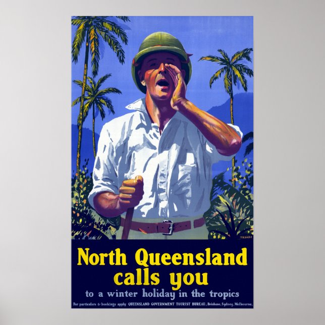 Poster Vintage North Queensland Viagem da Austrália (Frente)