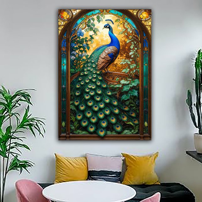 Poster Vintage Nouveau Revival Peacock Window (Criador carregado)