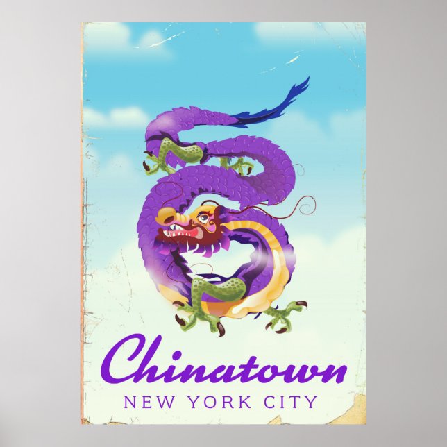 Poster vintage Nova Iorque da Chinatown (Frente)