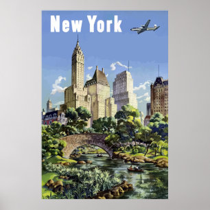 Poster Vintage Nova Iorque Skyscrapers Air Viagem