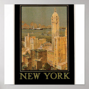 Poster Vintage Nova York de Glasgow pela Linha de Âncora