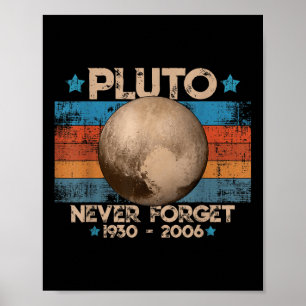 Poster Vintage Nunca Esquece Plutão Funny Retro Astronomi