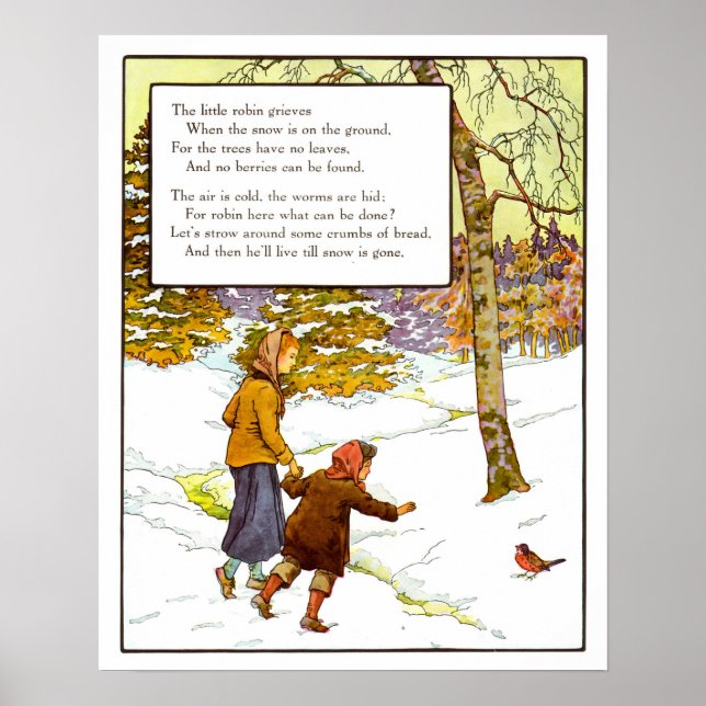 Poster Vintage Nursery Impressão- The Little Robin (Frente)