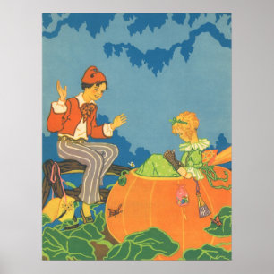Póster Vintage Nursery Rhyme, Peter Peter Pumpkin Eater