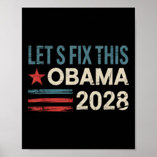 Poster Vintage Obama 2028 Engraçado Eleição Política Patr