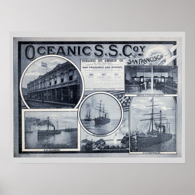 Poster Vintage Oceanic Steamship Company Advertisement (Frente)