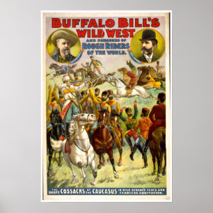 POSTER VINTAGE ocidental selvagem de Buffalo Bill