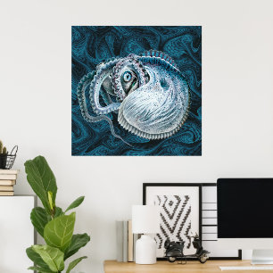 Poster Vintage Octopus Squid Nautilus Argonaut