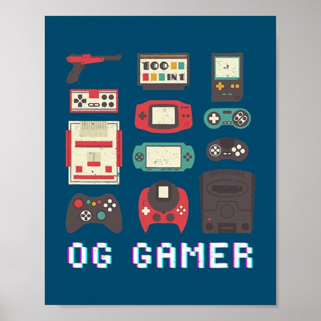 Poster Vintage OG Gamer Video Game - Gráfico Retroativo (Frente)