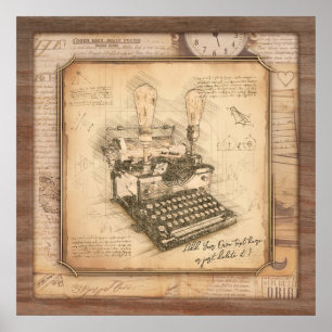 Poster Vintage Old Fashion Art Autor/Escritor Gift