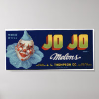 Vintage Old Jo Jo Clown Melons Fruta Rótulos