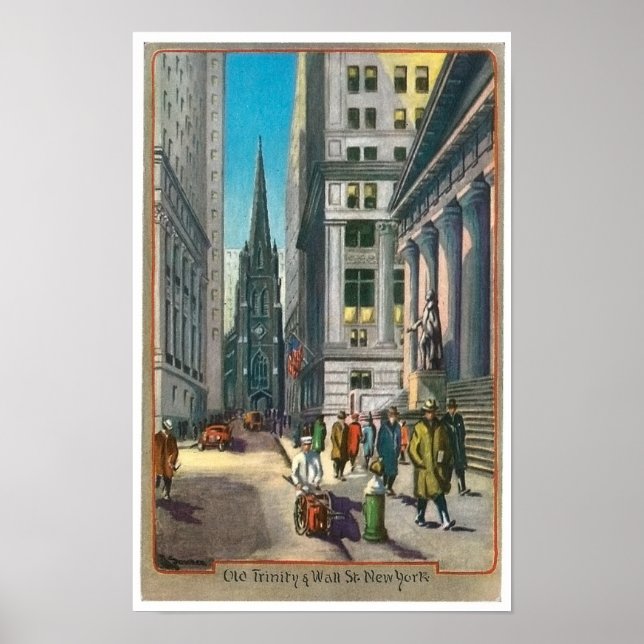 Póster Vintage Old Trinity & Wall Street (Frente)