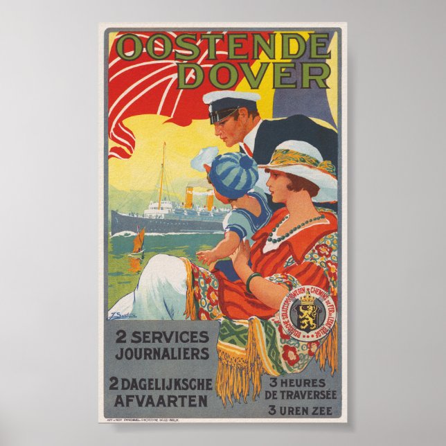 Poster vintage Oostende Dover 1920 (Frente)