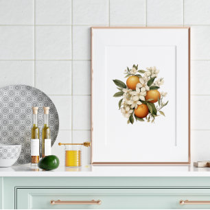 Poster Vintage Orange Flower Kitchen