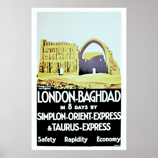 Poster Vintage Orient Express London Baghdad viagem ad (Frente)