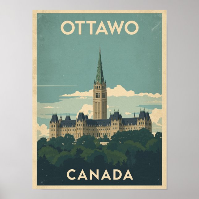 Poster Vintage Ottawa Viagem (Frente)