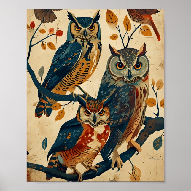 Poster Vintage Owl art (Frente)