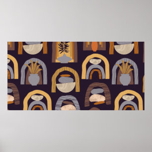 Poster vintage padrão contínuo contemporâneo com estet