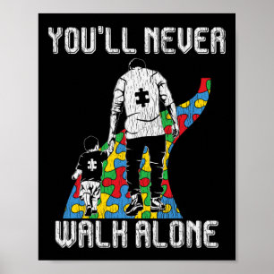 Poster Vintage Padre Filho Família Autista Crianças Autis